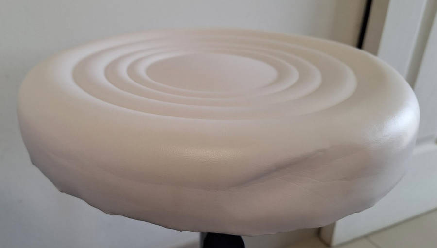 White Modern and Adjustable Mini Bar Stool with Wheels READ DESCRIPTION