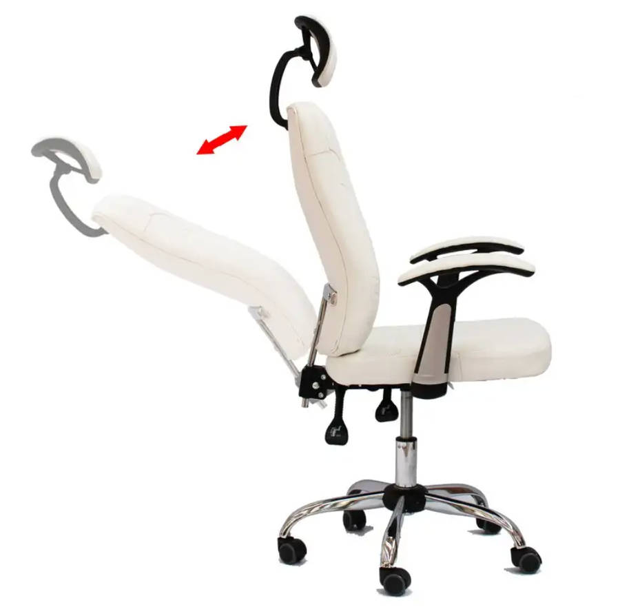 White Shubs Reclining Office Chair with Head and Arm rests