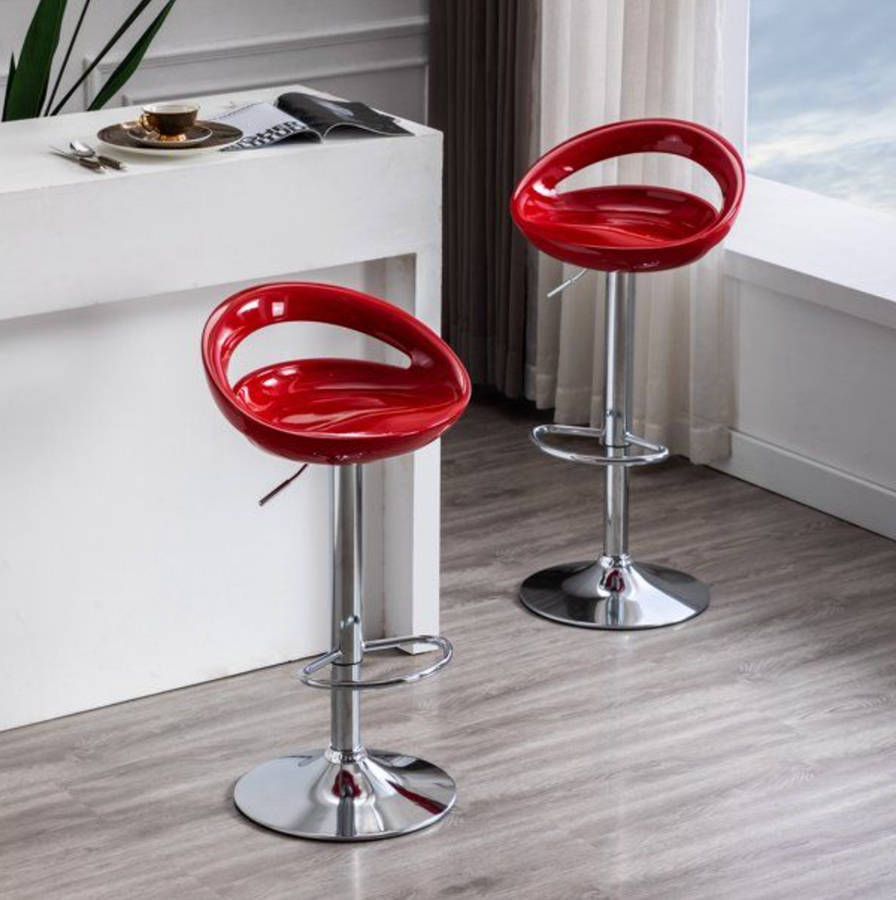 Bar Stools / Kitchen Counter Breakfast Chairs  2 Pack - Wine Red (Maroon)
