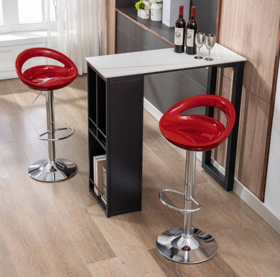 Bar Stools / Kitchen Counter Breakfast Chairs  2 Pack - Wine Red (Maroon)