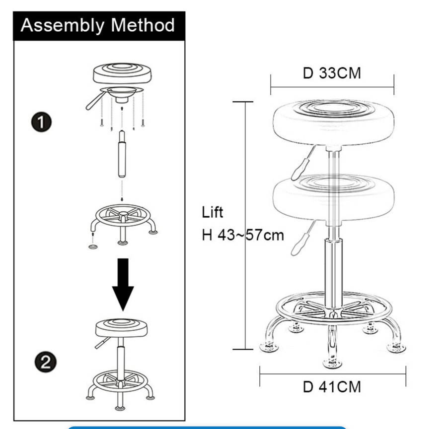 Modern and Adjustable Mini Bar Stool with Wheels New - White