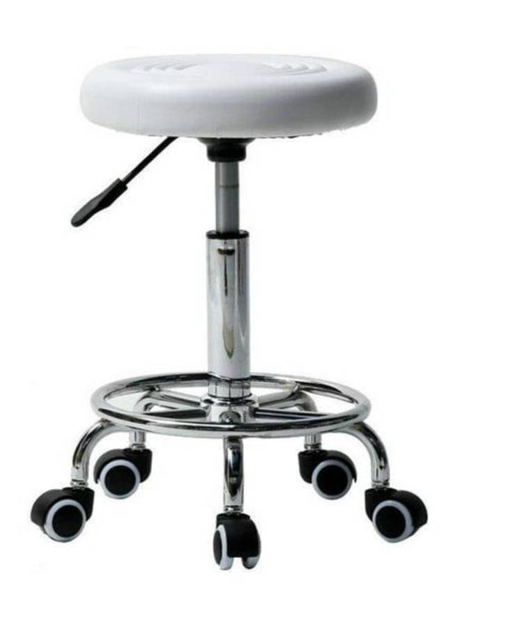 Modern and Adjustable Mini Bar Stool with Wheels New - White