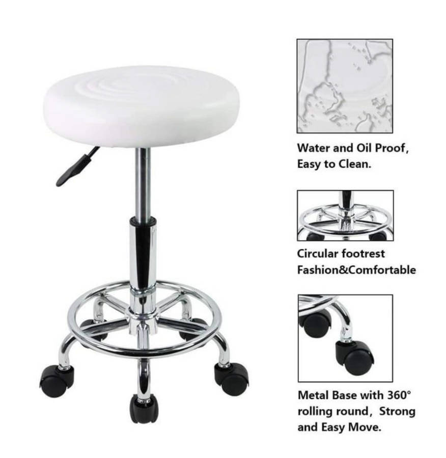 Modern and Adjustable Mini Bar Stool with Wheels New - White