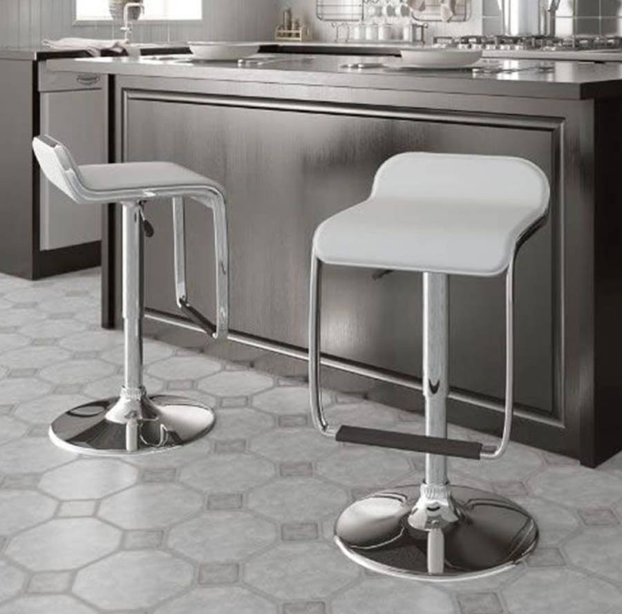 Leather low back kitchen bar chair stool in black - 1 piece