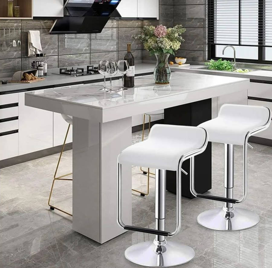 Leather low back kitchen bar chair stool in black - 1 piece