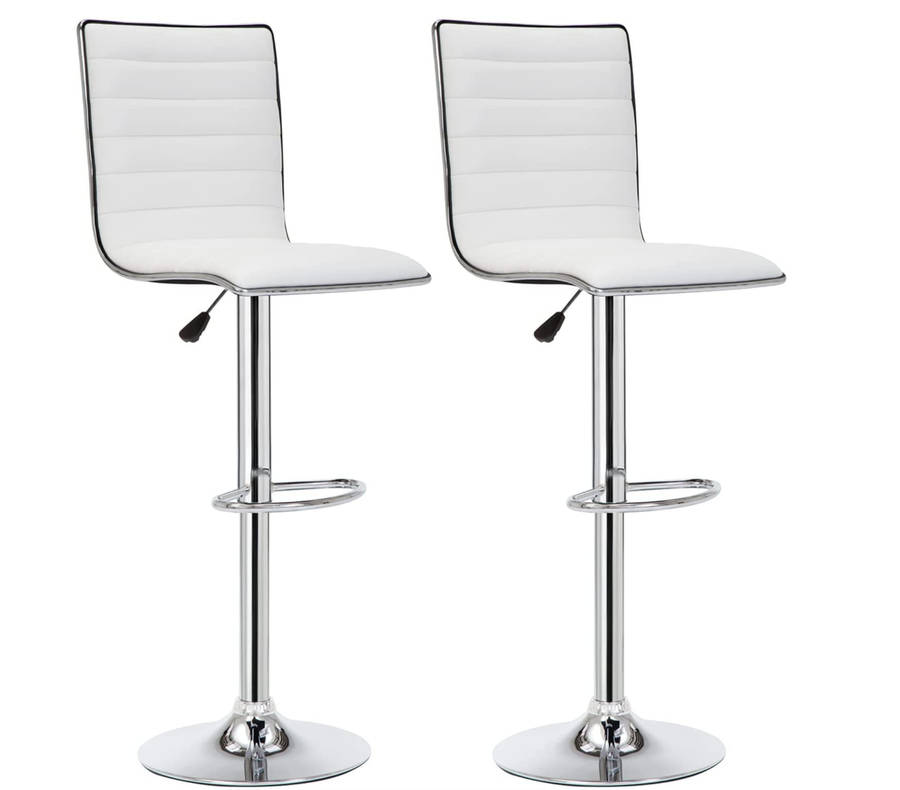 2 x Stylish Modern Bar Stools - White NEW