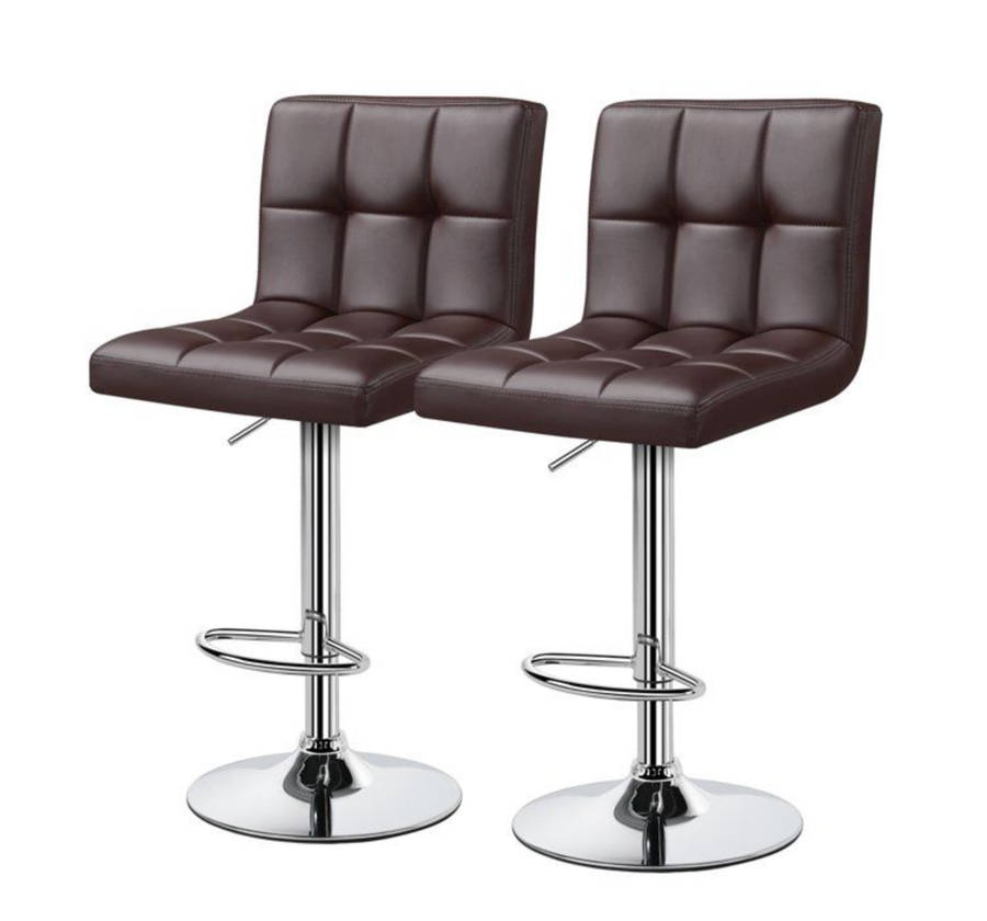 Bar stools / kitchen counter stools - 2 pack, brown color