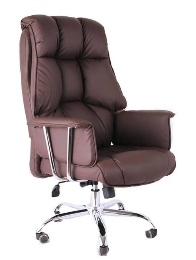 Grizzly Executive Office Chair PU Padded Leather with Rocking Function - Brown Demo
