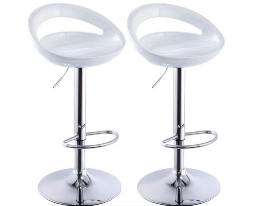 Set of 2 Glossy Swivel Stools with Chrome Base DEMO