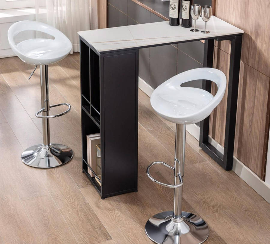 Set of 2 Glossy Swivel Stools with Chrome Base DEMO