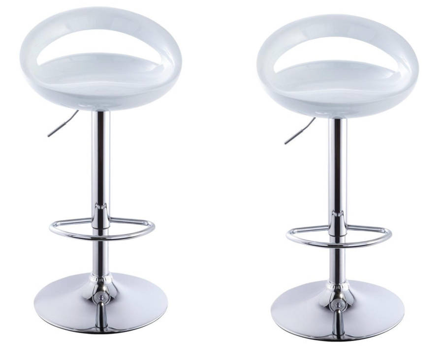 Set of 2 Glossy Swivel Stools with Chrome Base DEMO