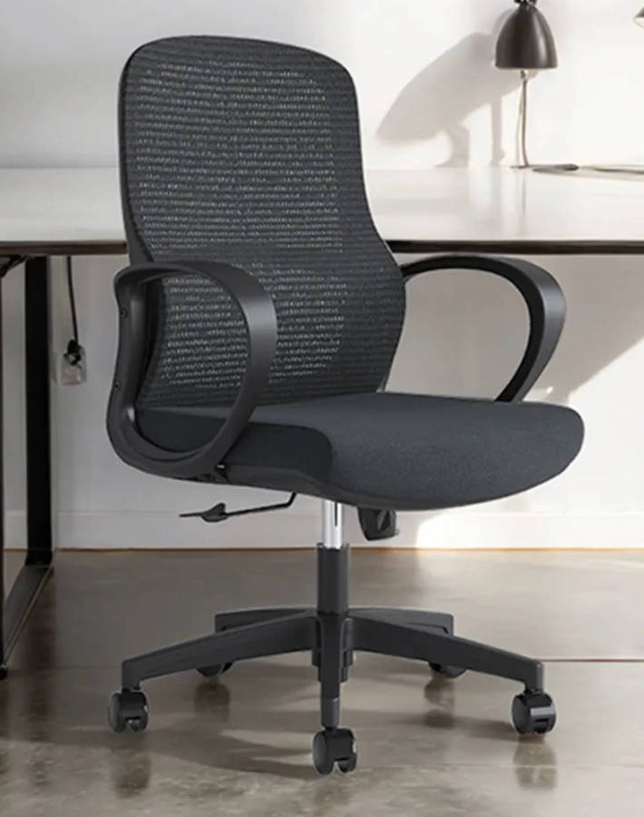 EayThing AeroLuxe Ergonomic Mesh Chair - Mid back Comfort for Home & Office - Black