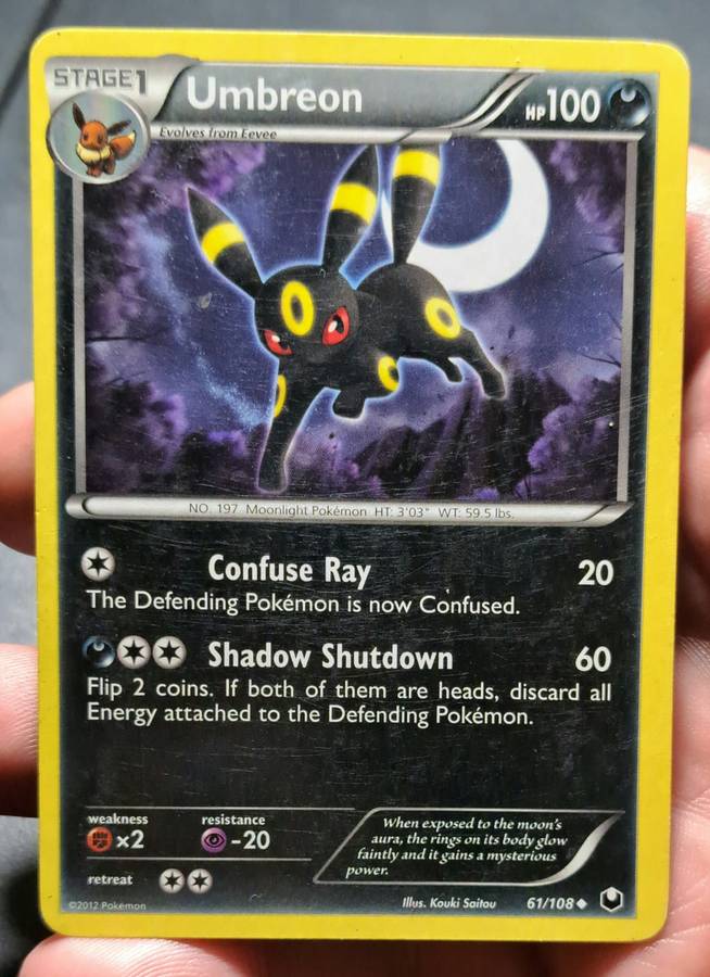 Pokemon Trading Cards - Umbreon - 61/108 - Uncommon Black & White 5: Dark Explorers Singles - LP/MOD