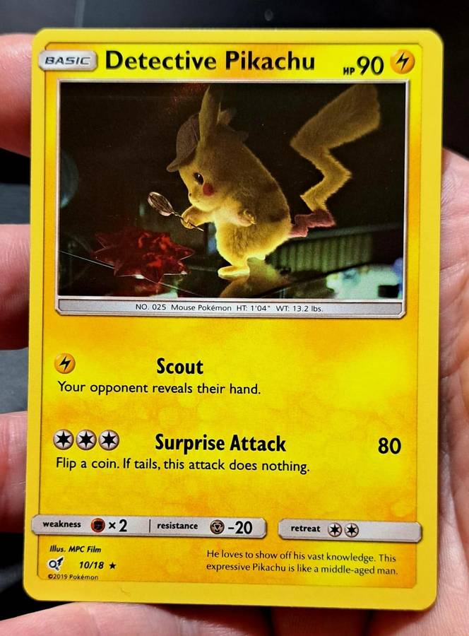 Pokemon Trading Cards - Detective Pikachu - 10/18 - Holo Rare Detective Pikachu Singles - NM