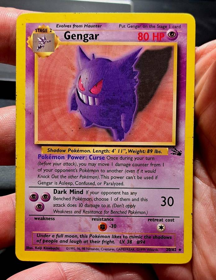Pokemon Trading Cards - Gengar - 20/62 - Rare Unlimited Fossil Unlimited Singles - LP/MOD