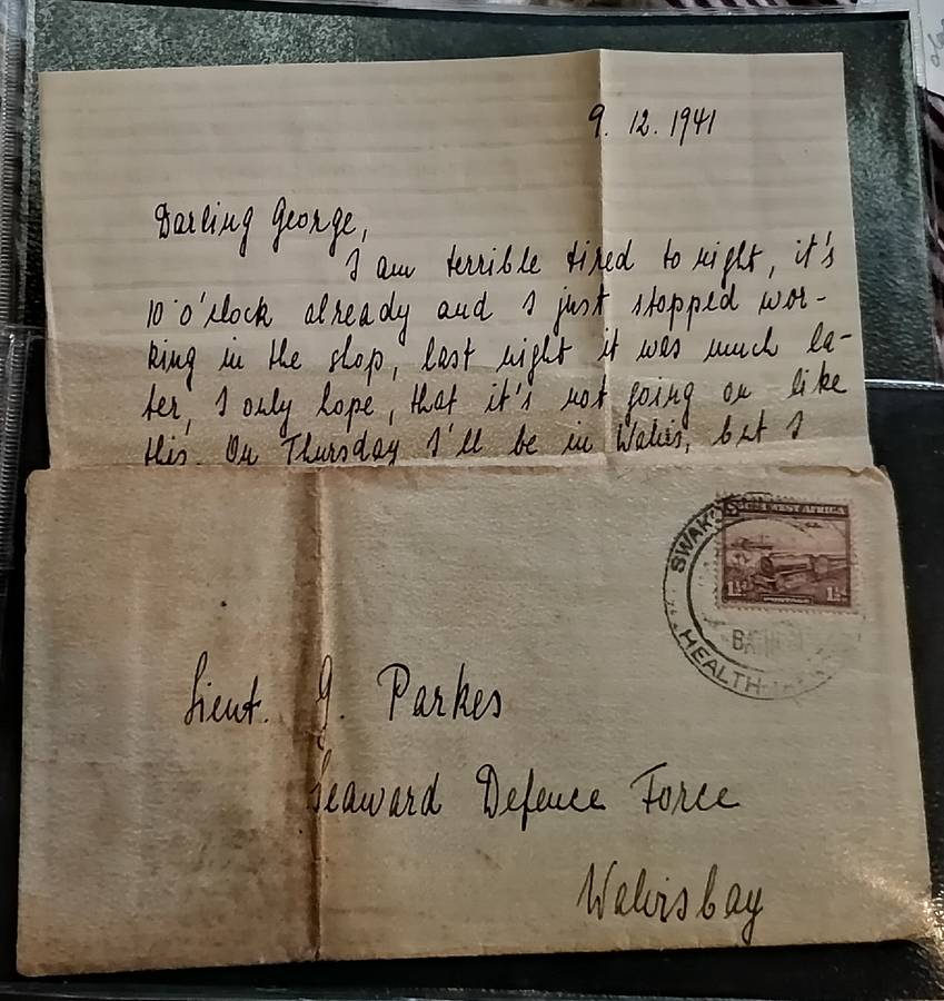 WW2 PERIOD/CENSORED/EXAMINED + PASSED ARMY CAMP ENVELOPE FROM SOUTH WEST AFRICA WITH LETTER