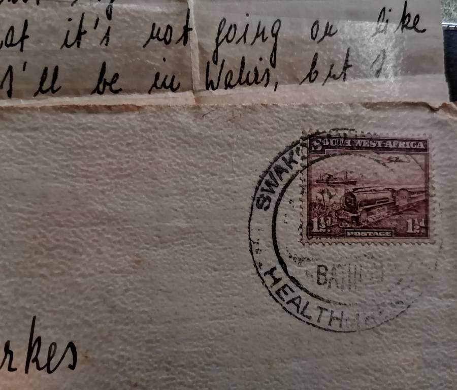WW2 PERIOD/CENSORED/EXAMINED + PASSED ARMY CAMP ENVELOPE FROM SOUTH WEST AFRICA WITH LETTER