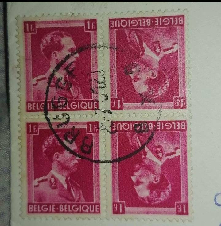 TETE -BECHE BELGIE BLOCK OF 4, OLD COVER