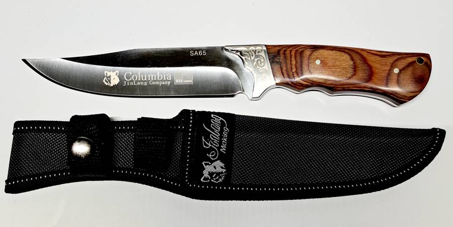 COLUMBIA HUNTING KNIFE STAINLESS STEEL OUTDOOR  SA65 & SHEATH (29CM) **NEW**