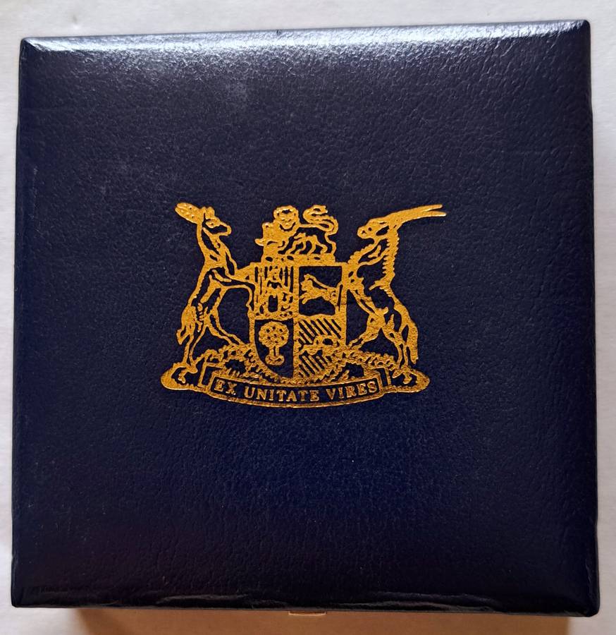 1992 SILVER ONE RAND **SOLI DEO GLORIA** COINAGE **PROOF** IN S.A. MINT BOX