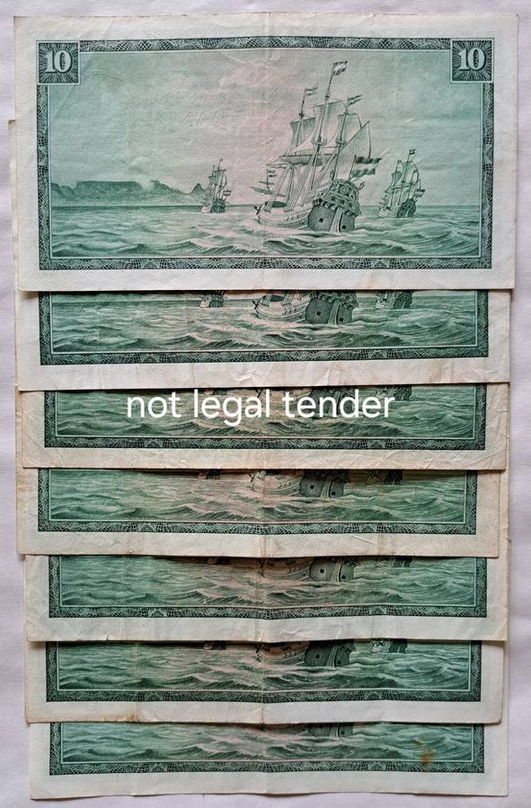 7 x R10 SOUTH AFRICA BANK NOTES ( TW.DE JONGH ).