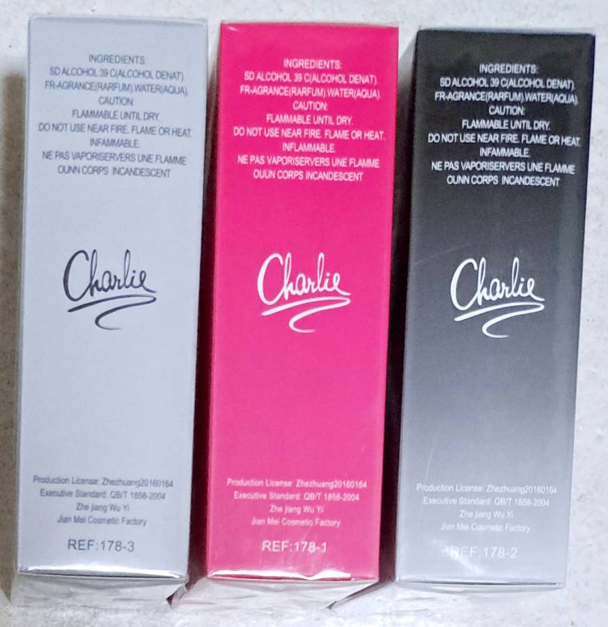 Natural Spray "For Him & Her" "Charlie" "Black + Silver  + Red" 3 × 100ml "