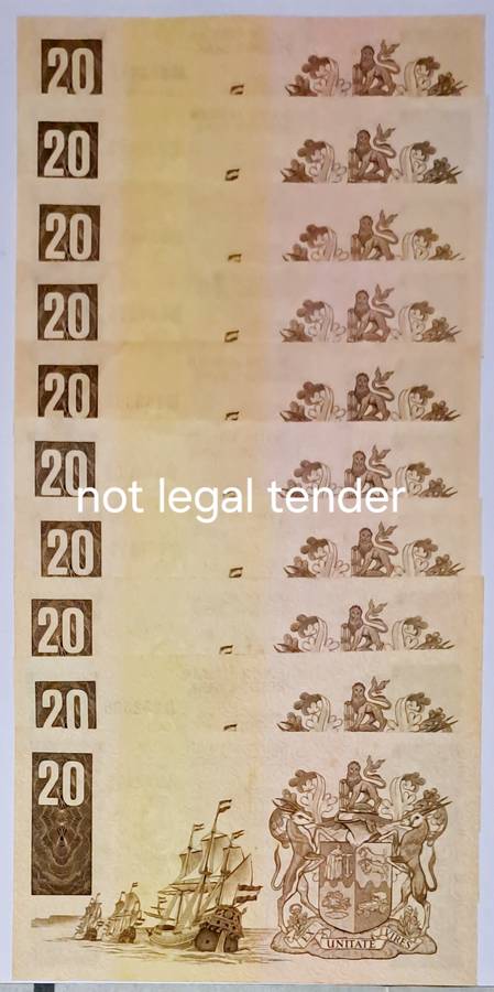 South Africa Ten x Twenty Rand bank notes  de  Koch & de Jongh.