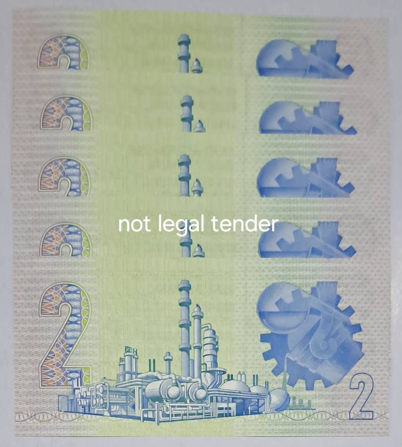 S.A. -5- Two Rand Bank Notes in Serail Number Sequence --GS-5371441 To GS- 5371445. NEW UNC Notes.
