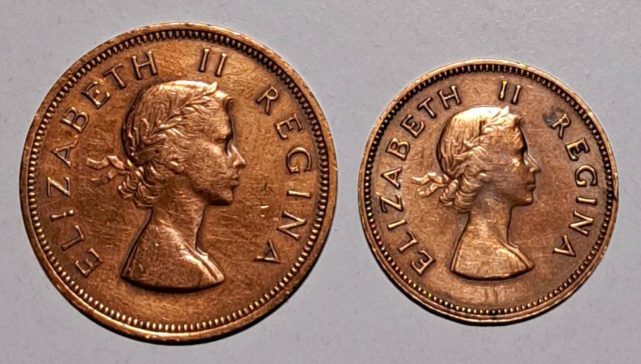 S.A. Union 1Penny & 1/2 Penny "1957" Set:  "Very Good Condition."AB5"