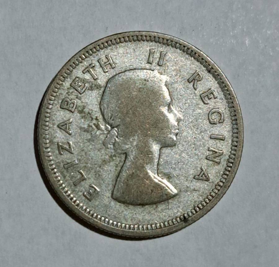 1955 Silver Two Shillings Coin Union of S.A.