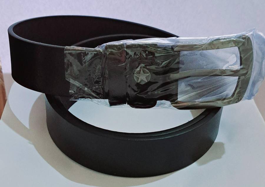 Men's Leather Belt Black  ( 120cm/ Fit 34" -40" ) " 1 of 2 " New "