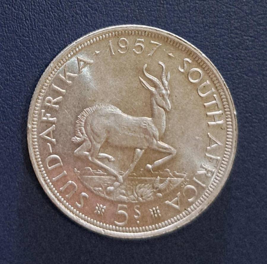 South Africa Silver, 1957, 5 Shillings