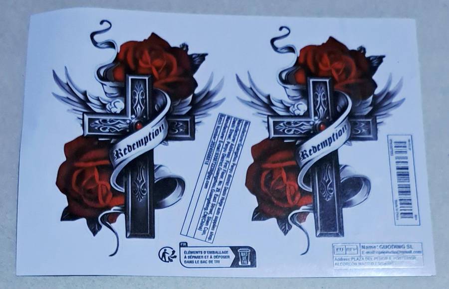 Redemption Cross & Angle Wing's  Vinyl Decal Sticker with Roses "Waterproof" 19,5cm x 15cm New
