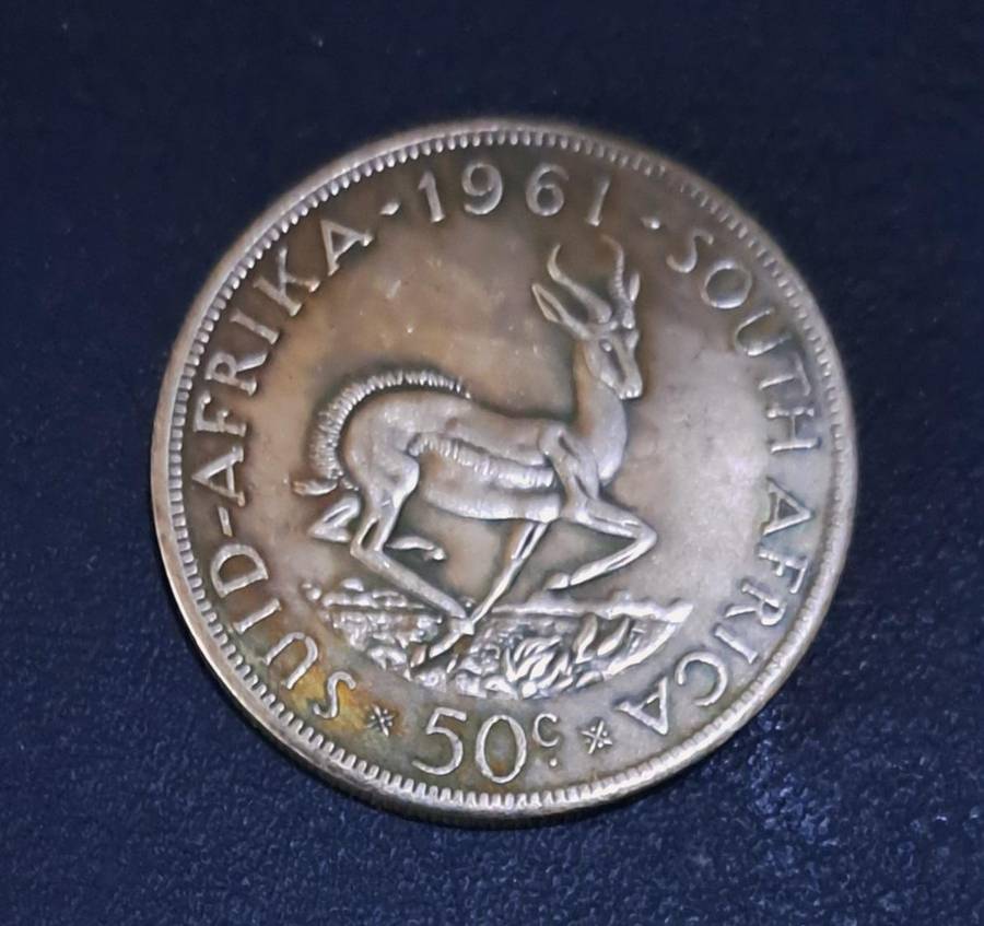 South Africa 1961 Fifty Cent Commemorative Coin." A "
