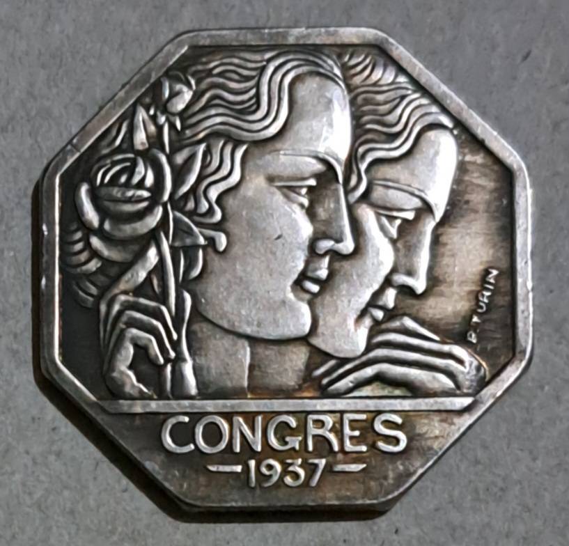 1937 Vintage Paris Octagonal Commemorative coin New