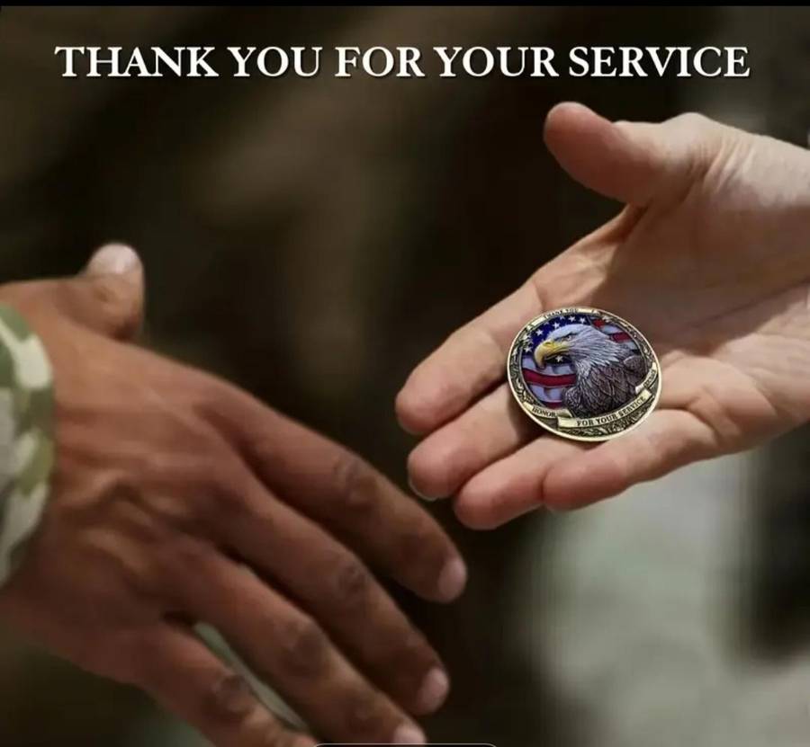 Military Challenge Coin,  Honour & Patriotic Tribute Thank you coin. "40mm New in Capsule "