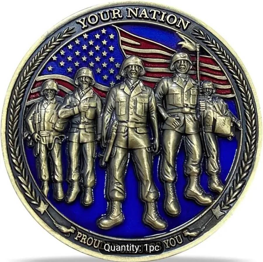Military Challenge Coin,  Honour & Patriotic Tribute Thank you coin. "40mm New in Capsule "