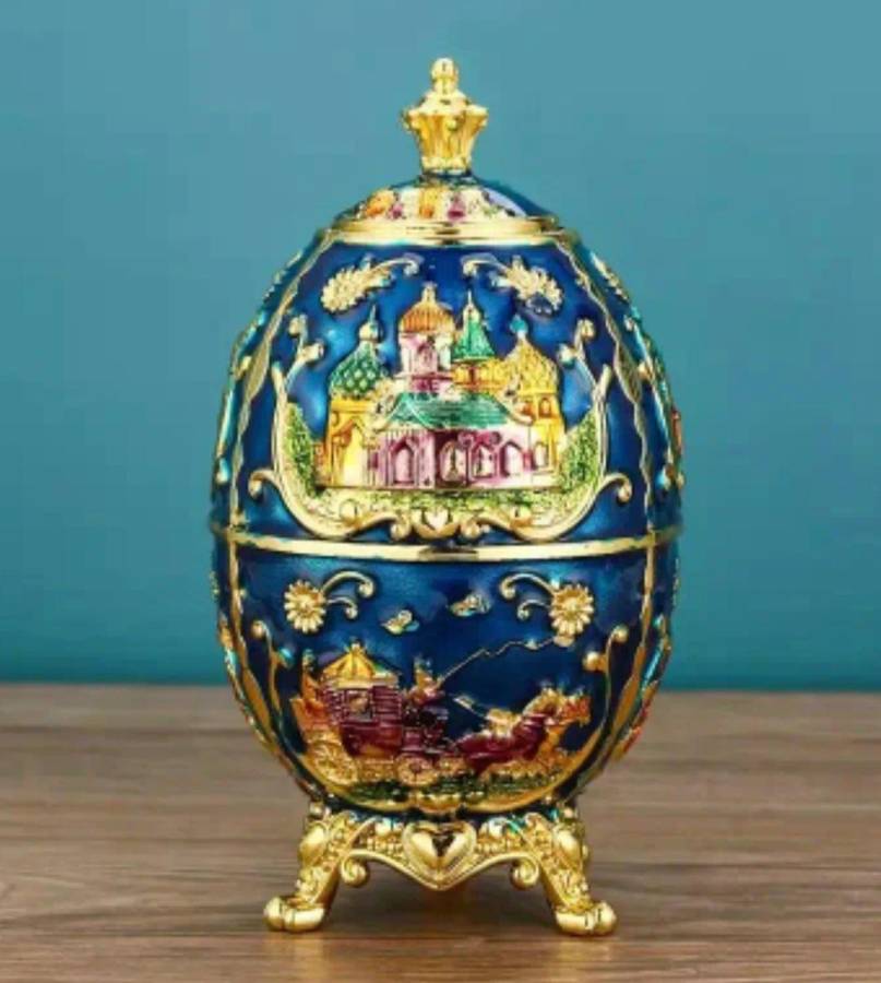 Elegant Luxury Automatic Toothpick Dispenser Earopean Stayle " Golden-Blue " Castle Crown "