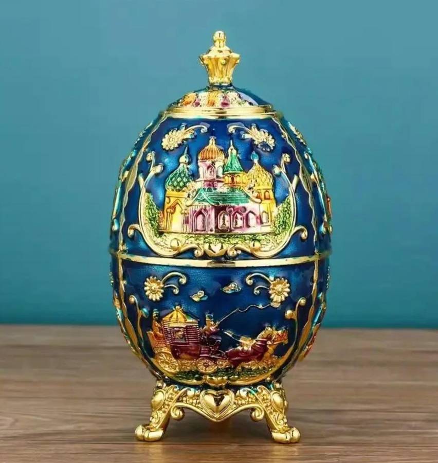 Elegant Luxury Automatic Toothpick Dispenser Earopean Stayle " Golden-Blue " Castle Crown "