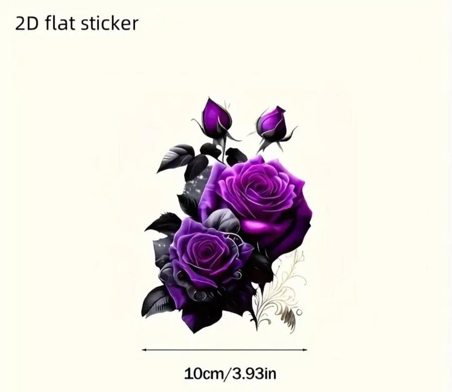 Vibrant Purple Rose Vinyl Sticker "Waterproof " 12,5cm x 15cm New