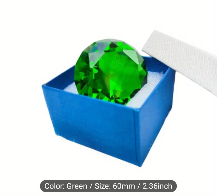 6omm Large Crystal Rhinestone Diamond  "Green " Lovely, Excellent,in Box. Crystal "123- Grams.