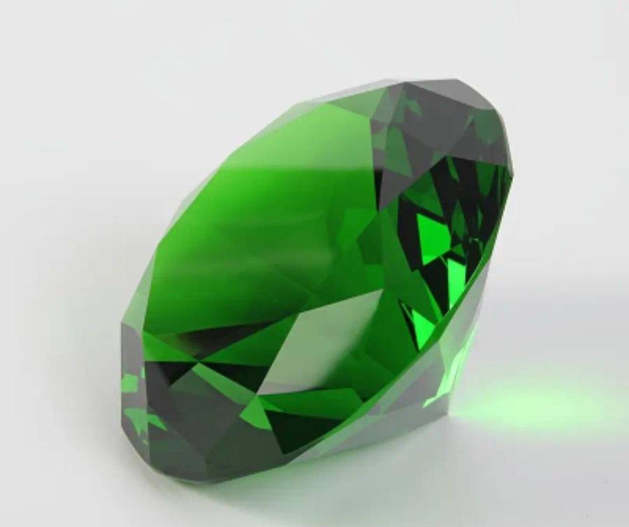 6omm Large Crystal Rhinestone Diamond  "Green " Lovely, Excellent,in Box. Crystal "123- Grams.