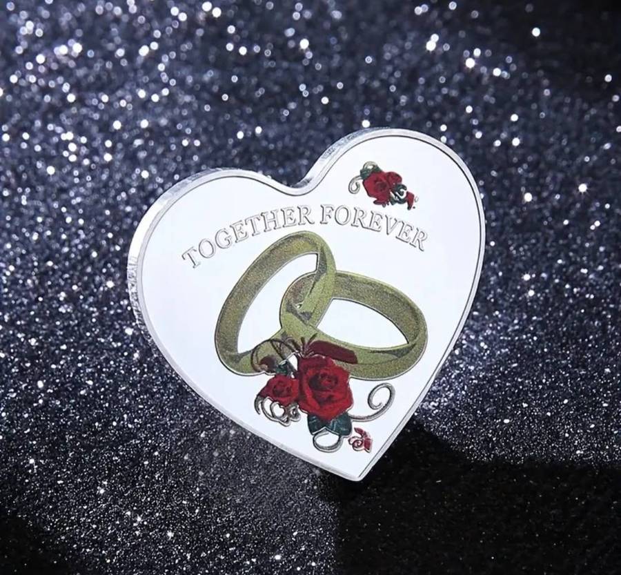 3pc Carefully Carved Commemorative Coins Set. Adorned with Love & Roses.Love Coversitted Coins.