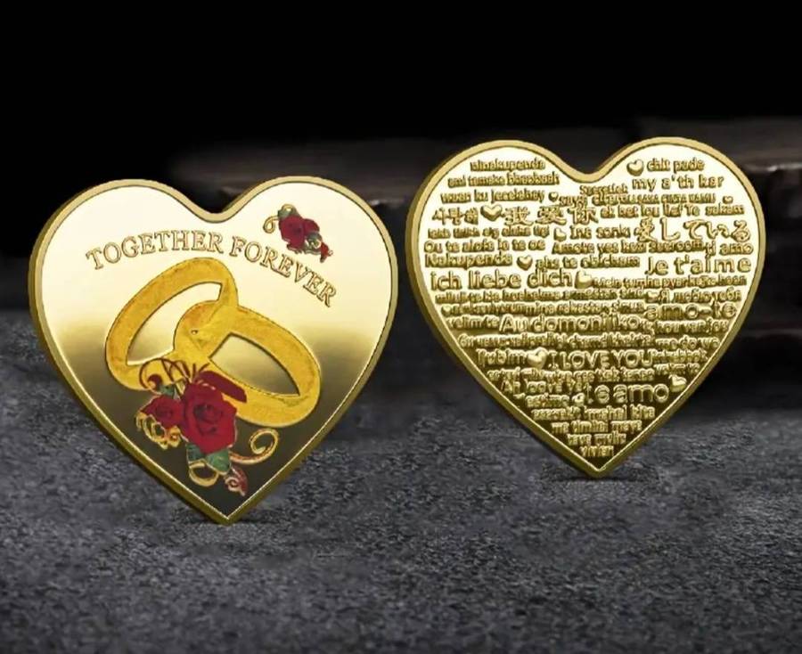 3pc Carefully Carved Commemorative Coins Set. Adorned with Love & Roses.Love Coversitted Coins.