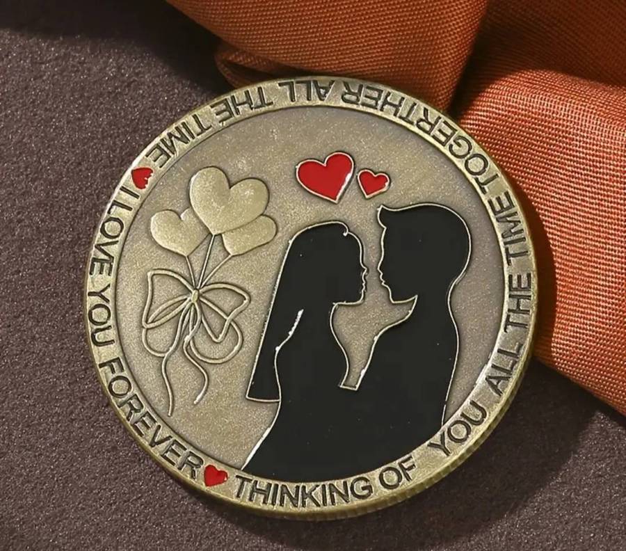 3pc Carefully Carved Commemorative Coins Set. Adorned with Love & Roses.Love Coversitted Coins.