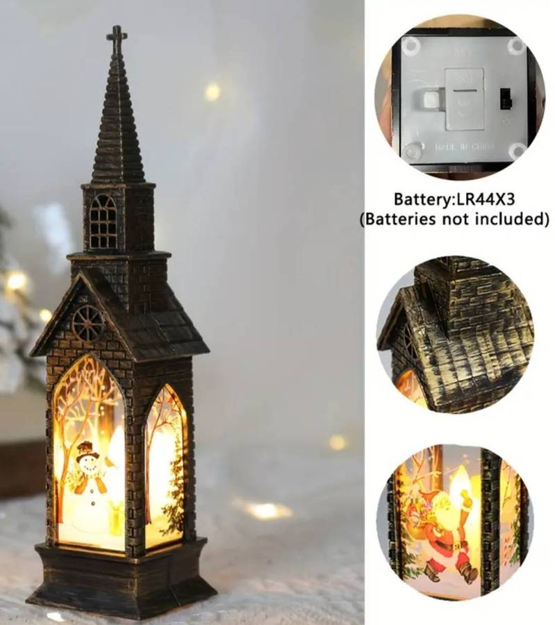 2 Flameless Led Candle Lights, Luminous Christmas Decorations, Gothic Churches with Staind Glass 2