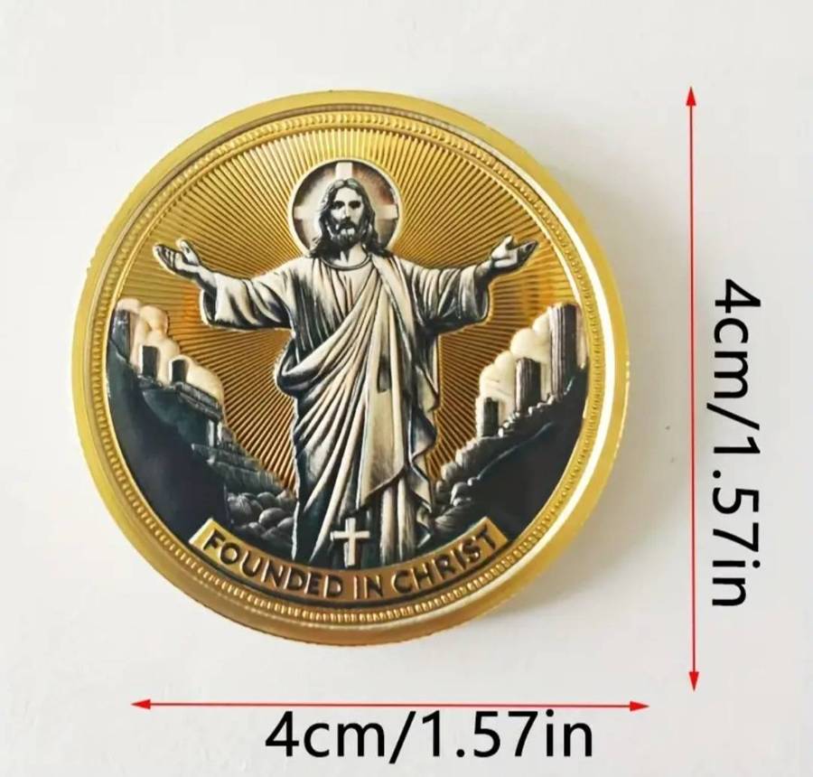 " Founded in Christ" Religious Coin  " New in Capsule. 40mm
