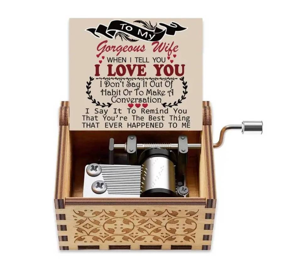 Music Gift Box, Wooden Hand Crank Musical Box Play "You Are My Sunshine" Gift For Vroulief"