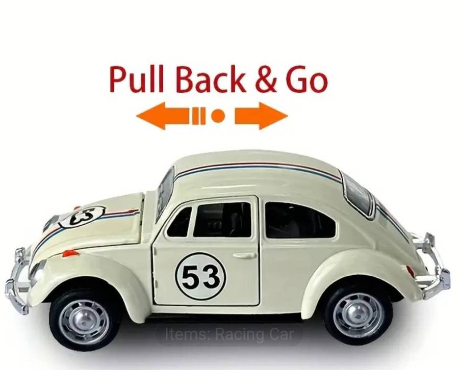 Vintage VW Beatle Classical "Herbie The Love Bug" Die cast 1:32 Pull Back Friction New 11,5cm