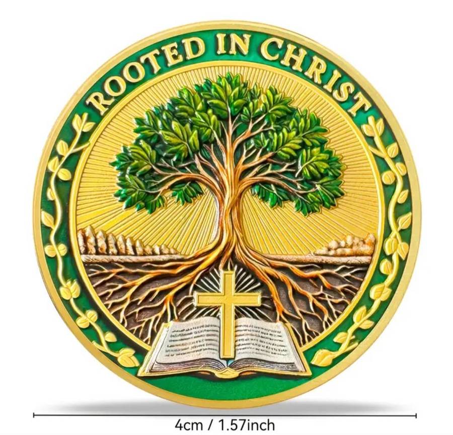 Religious Coin " Rooted in Christ " Colossians 2:6-7 " Commemorative Coin New in Capsule.
